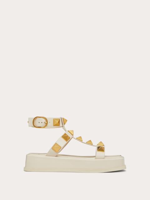Valentino ROMAN STUD CALFSKIN FLATFORM SANDAL 40MM