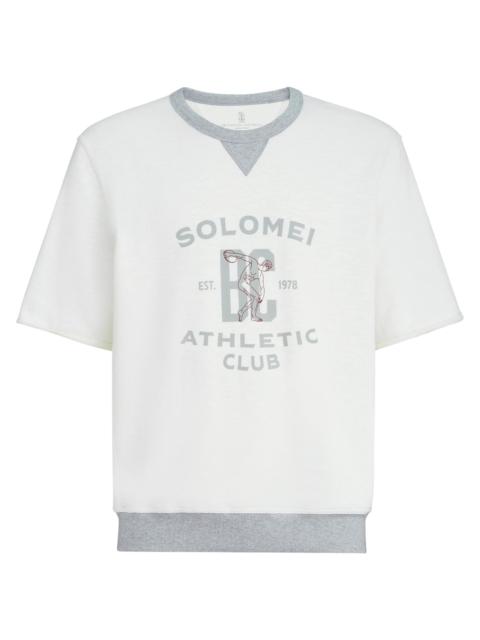 Brunello Cucinelli Men's Cotton and Linen Mélange French Terry Short Sleeve Sweatshirt - Panama