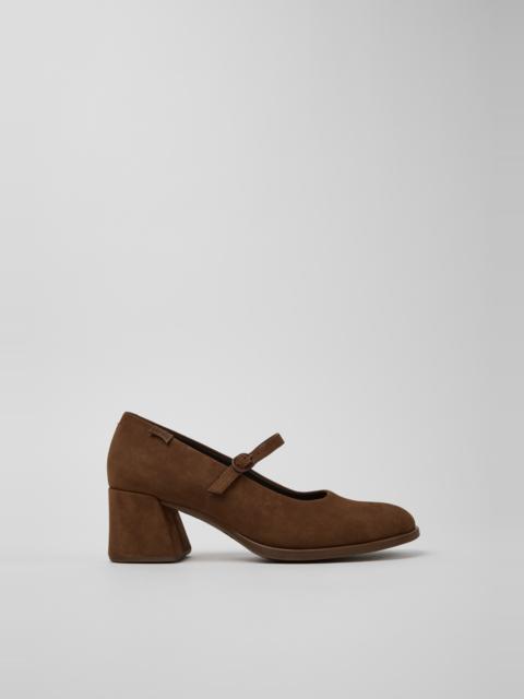 CAMPER Kora Brown Nubuck Ballerinas for Women.