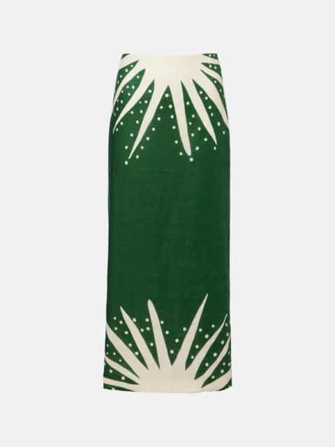 CALA de la CRUZ Bruna printed linen midi skirt