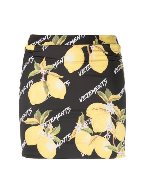VETEMENTS lemon-print fitted skirt