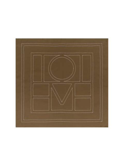 TOTEME Khaki Embroidered Monogram Silk Scarf
