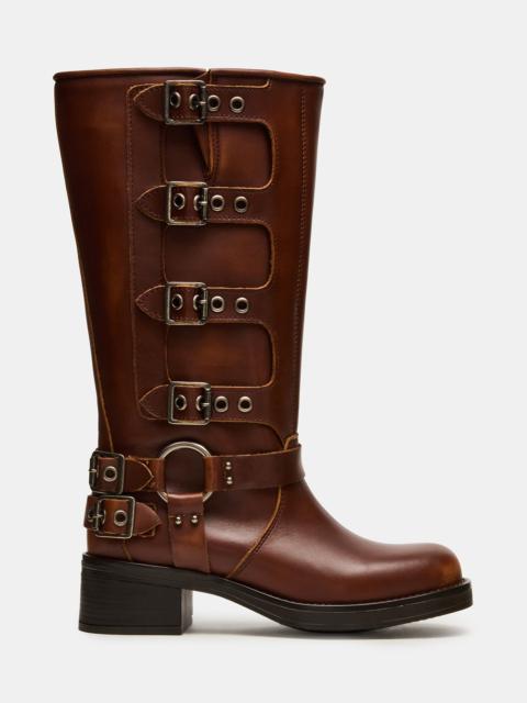 STEVE MADDEN ROCKY COGNAC DISTRESSED WIDE CALF