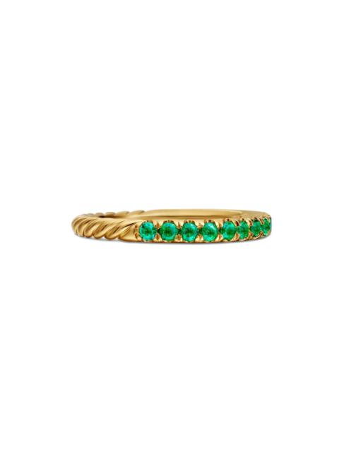 DAVID YURMAN Women's Cable Collectibles Stack Ring in 18K Yellow Gold - Emerald
