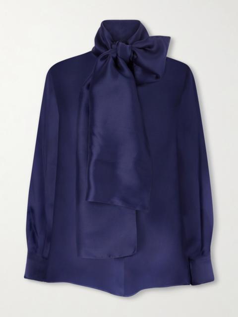 Another Tomorrow Bow-embellished Silk-organza Blouse