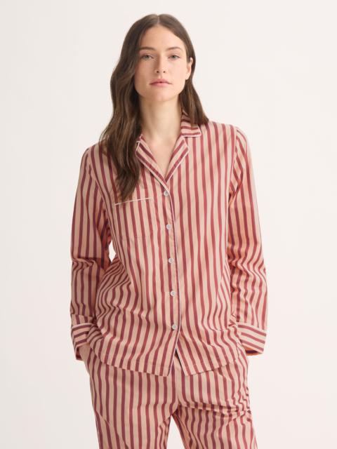 Derek Rose Women's Pajamas Capri Cotton Batiste Red & Peach Stripe