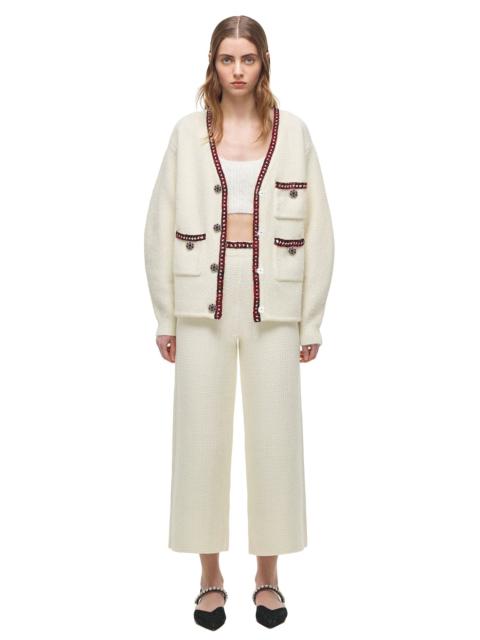 self-portrait Ivory Metallic Knit Cardigan