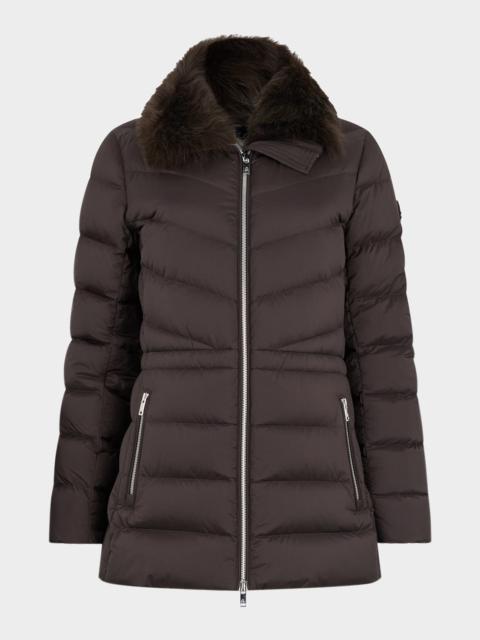 MOOSE KNUCKLES Belle Dune Down Puffer Jacket with Removable Shearling Collar