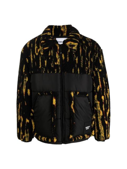 abstract-print panelled jacket