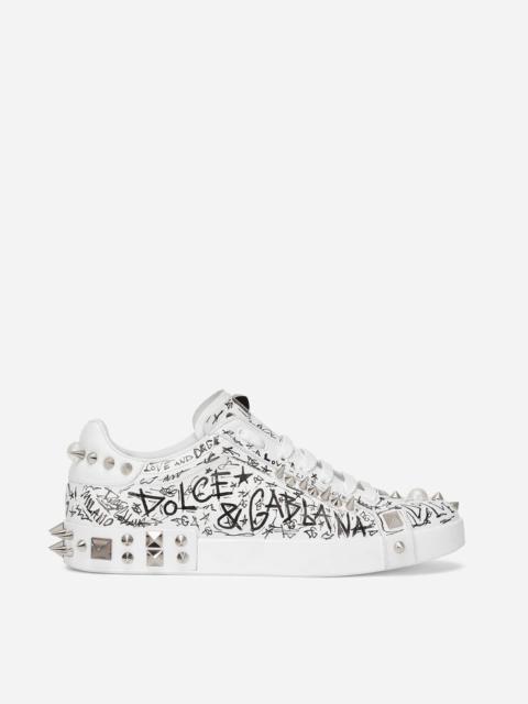 Dolce & Gabbana Calfskin nappa Portofino sneakers with studs