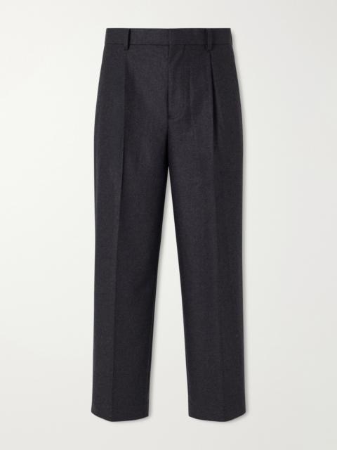 ATON Pleated Straight-Leg Merino Wool Suit Trousers