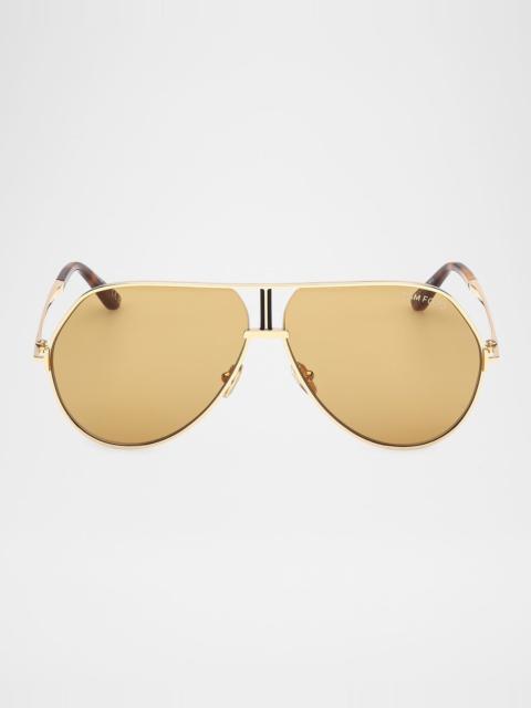 TOM FORD Men's Rickie-02 Metal Aviator Sunglasses