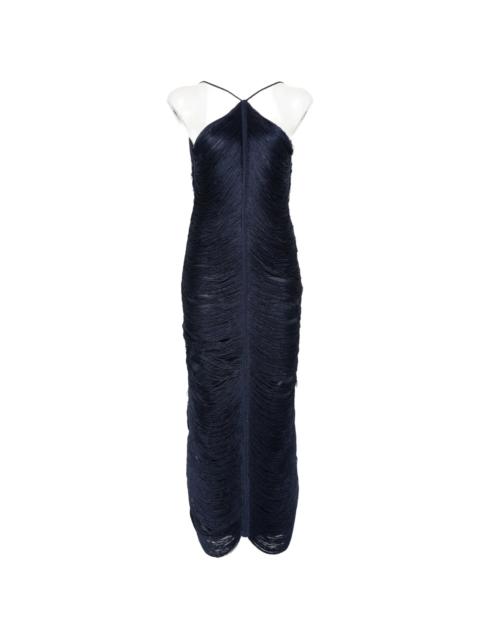 BLESS Bless Jade Fringed Halterneck Midi Dress