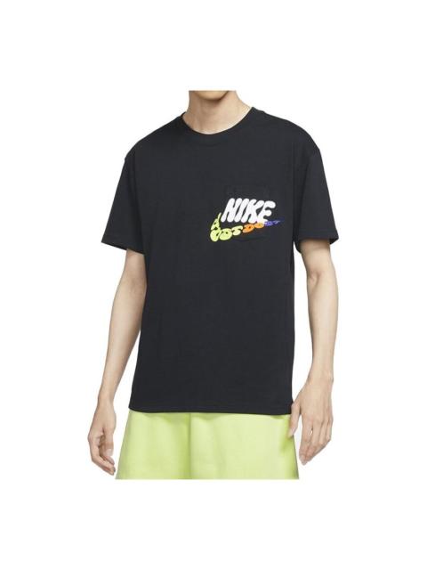 Nike Nike Sportswear Pocket Logo Printing Sports Round Neck Short Sleeve Black DJ1344-010