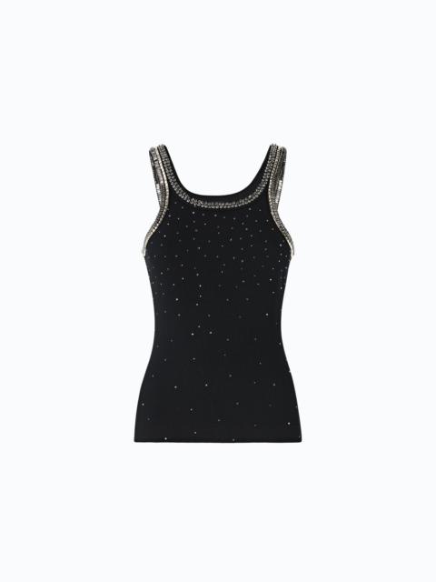 PINKO RIBBED TOP WITH BEJEWELLED EMBELLISHMENT