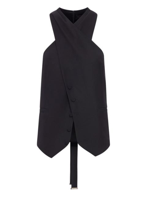 wrap-neck wool waistcoat