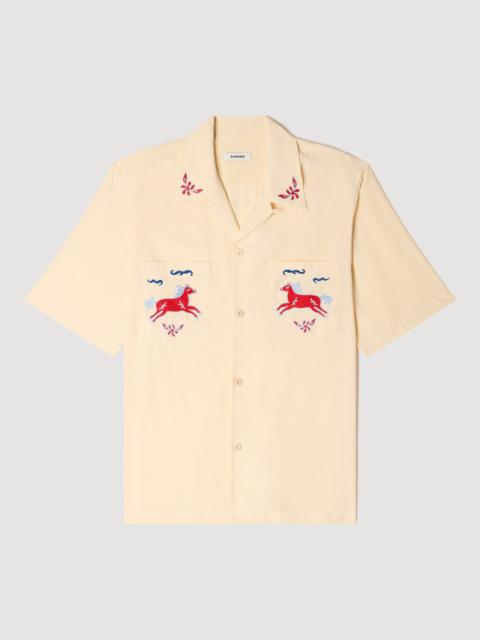 Sandro EMBROIDERED HORSE LOOSE-FIT SHIRT