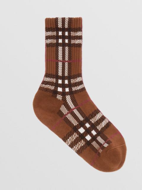 Burberry Check Intarsia Technical Stretch Cotton Socks