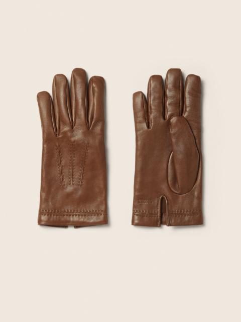 ZEGNA DARK BROWN LEATHER GLOVES