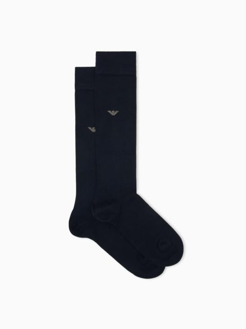 EMPORIO ARMANI LONG SOCKS IN COTTON AND MICROMODAL WITH A REINFORCED TOE