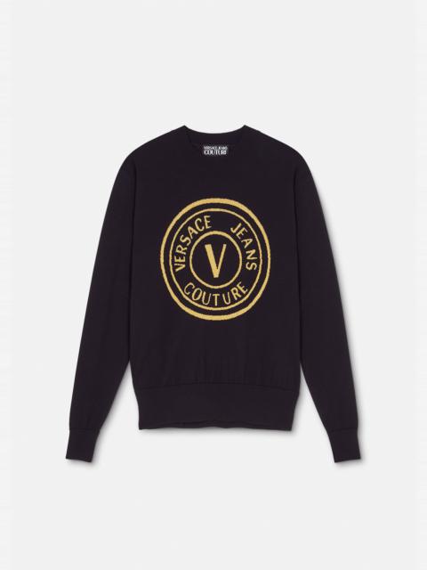 VERSACE JEANS COUTURE V-Emblem Knit Wool Sweater