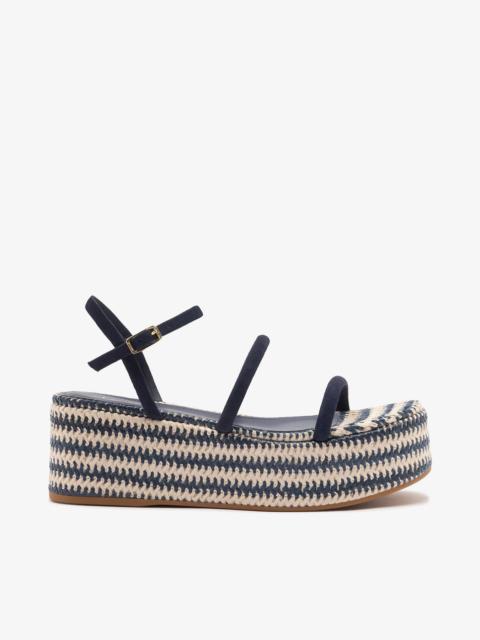 Larroudé Gio Flatform Navy Suede