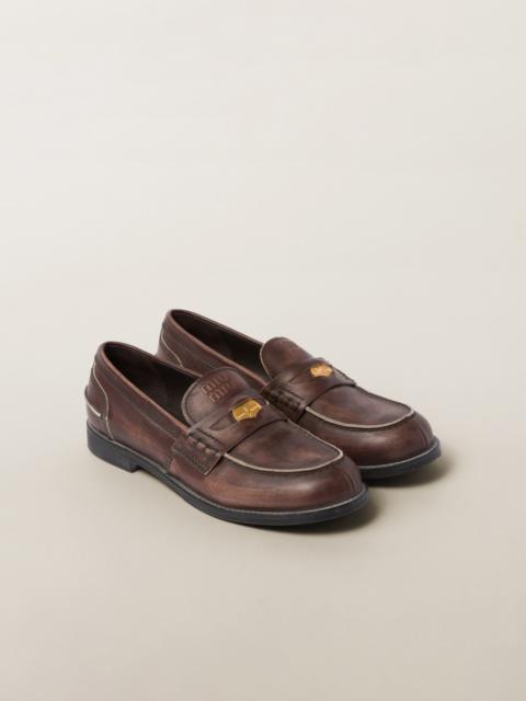 Miu Miu Vintage-effect leather loafers