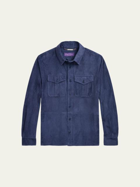 Men's Barron Printed Suede Overshirt