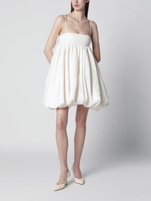 ROTATE Strapless balloon mini dress in satin, egret