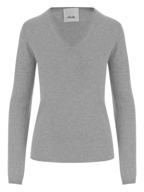 Allude V-neck ribbed sweater