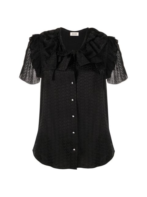 short-sleeve button-fastening blouse