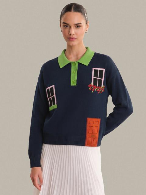 525 america Pippa: House Intarsia Cotton Polo Sweater
