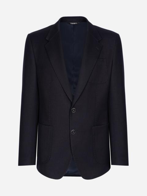 Single-breasted stretch wool tricotine jacket