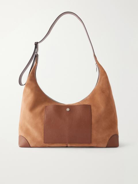 Brunello Cucinelli Leather-Trimmed Suede Tote Bag