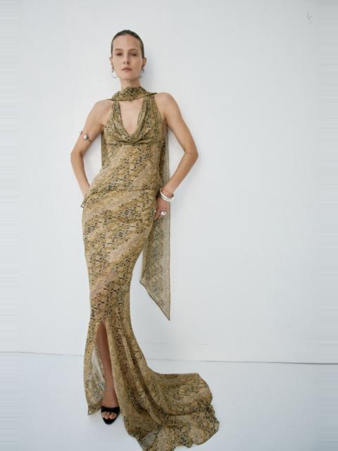De La Vali ORYX MAXI SKIRT IN SERPIENTE YELLOW