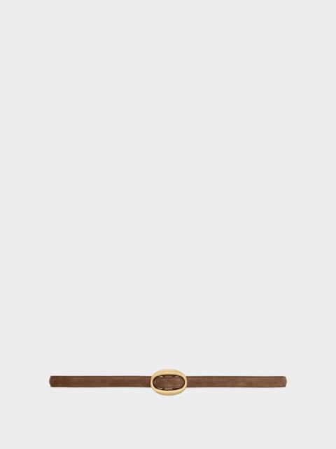 SAINT LAURENT Oval Buckle Thin Suede Belt
