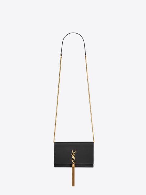SAINT LAURENT kate chain wallet with tassel in satin
