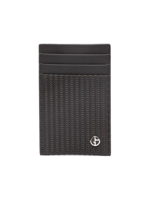 GIORGIO ARMANI wavy-embossed leather cardholder