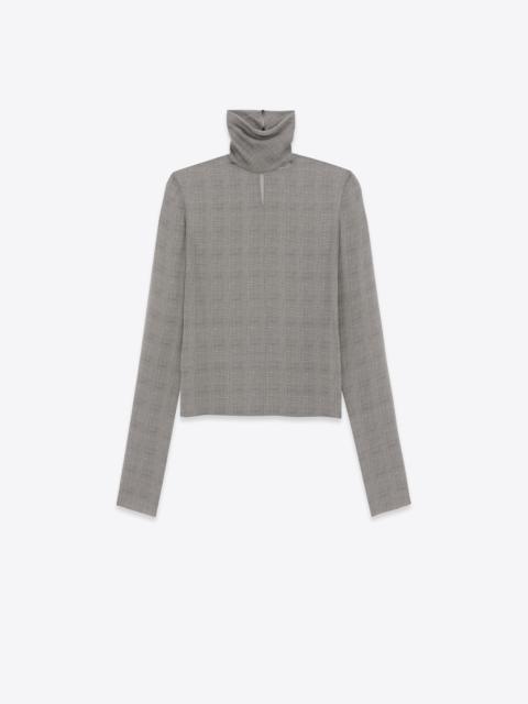 SAINT LAURENT turtleneck blouse in prince of wales silk charmeuse
