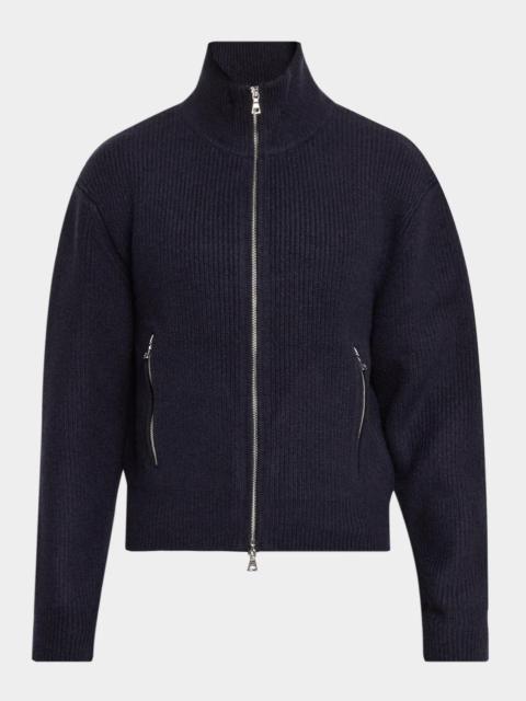 OFFICINE GÉNÉRALE Men's Wool Funnel Neck Full-Zip Sweater