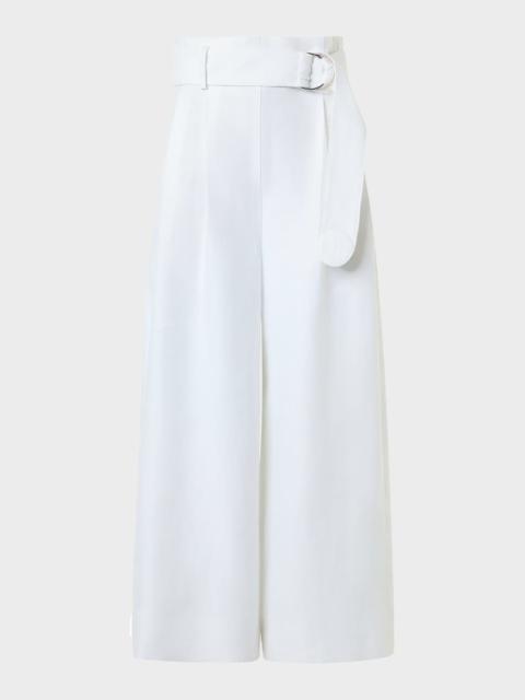 AKRIS Fiorella Linen Wide-Leg Culotte Pants