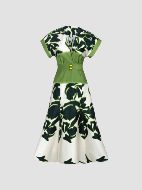 SILVIA TCHERASSI Women's Maida Floral Stretch-Cotton Midi Dress - Green Floral Print