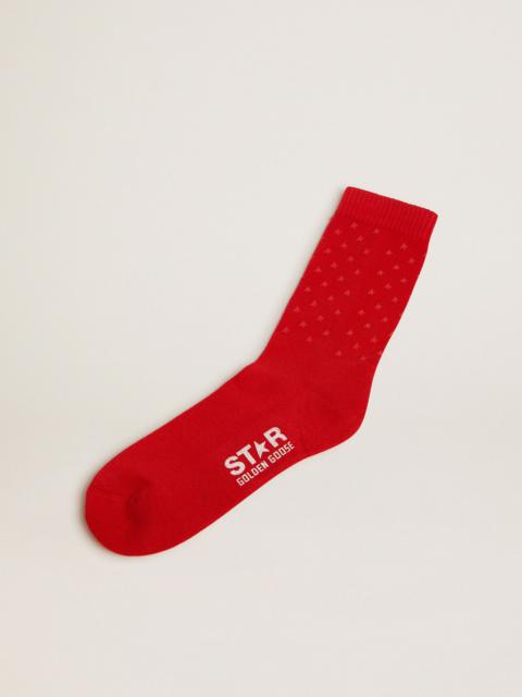 Golden Goose Red socks with contrasting 3D stars and logo