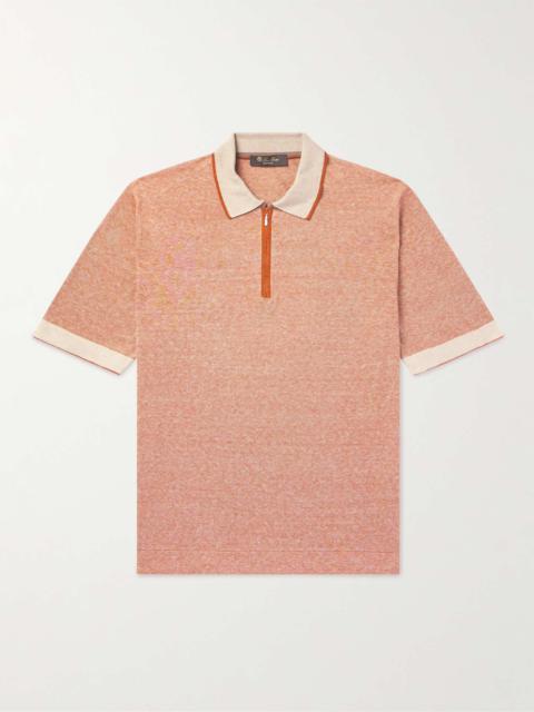 Slim-Fit Striped Silk and Linen-Blend Polo Shirt