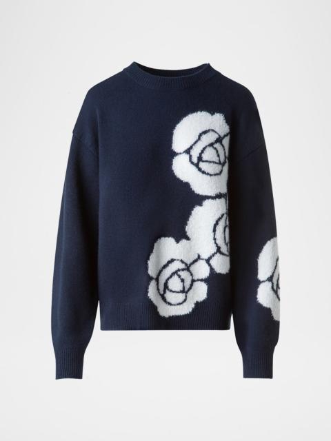 AKRIS 3D Anemone Intarsia Cashmere-Silk Sweater