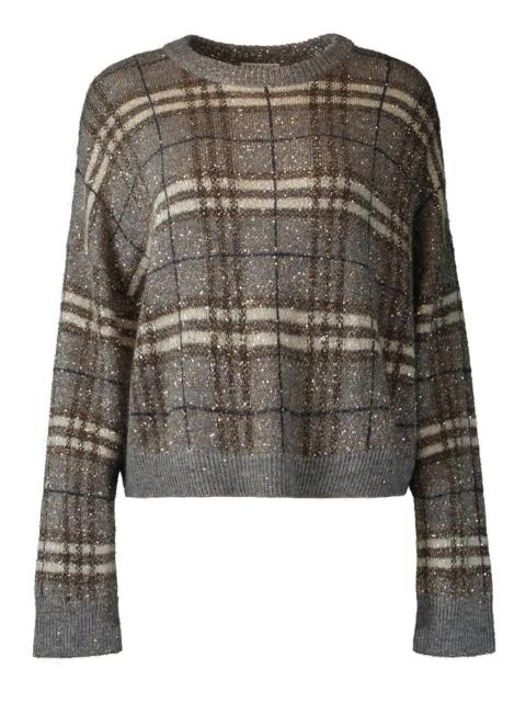 Brunello Cucinelli Long Sleeve Plaid Sweater