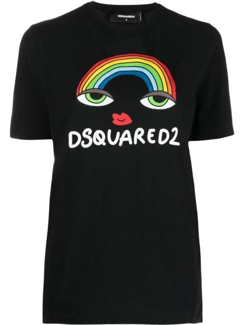 DSQUARED2 rainbow logo cotton T-shirt