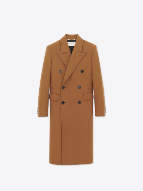 SAINT LAURENT double-breasted long coat in wool