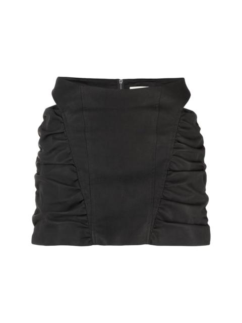 ruched cut-out mini skirt