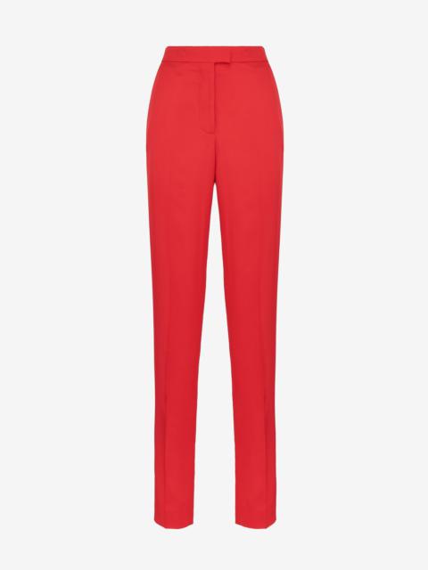 Alexander McQueen Women's High-waisted Cigarette Trousers in Lust Red